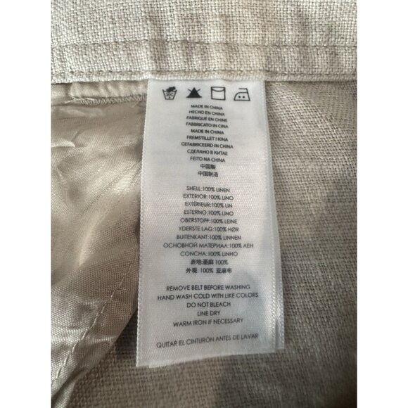 Michael Kors neutral 100 % linen straight leg full length pants Size 4 beige - Picture 10 of 10